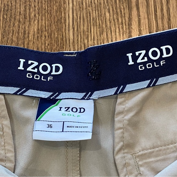 IZOD Golf Flat Front Tan Khaki Shorts 36 Classic Fit - Picture 7 of 10